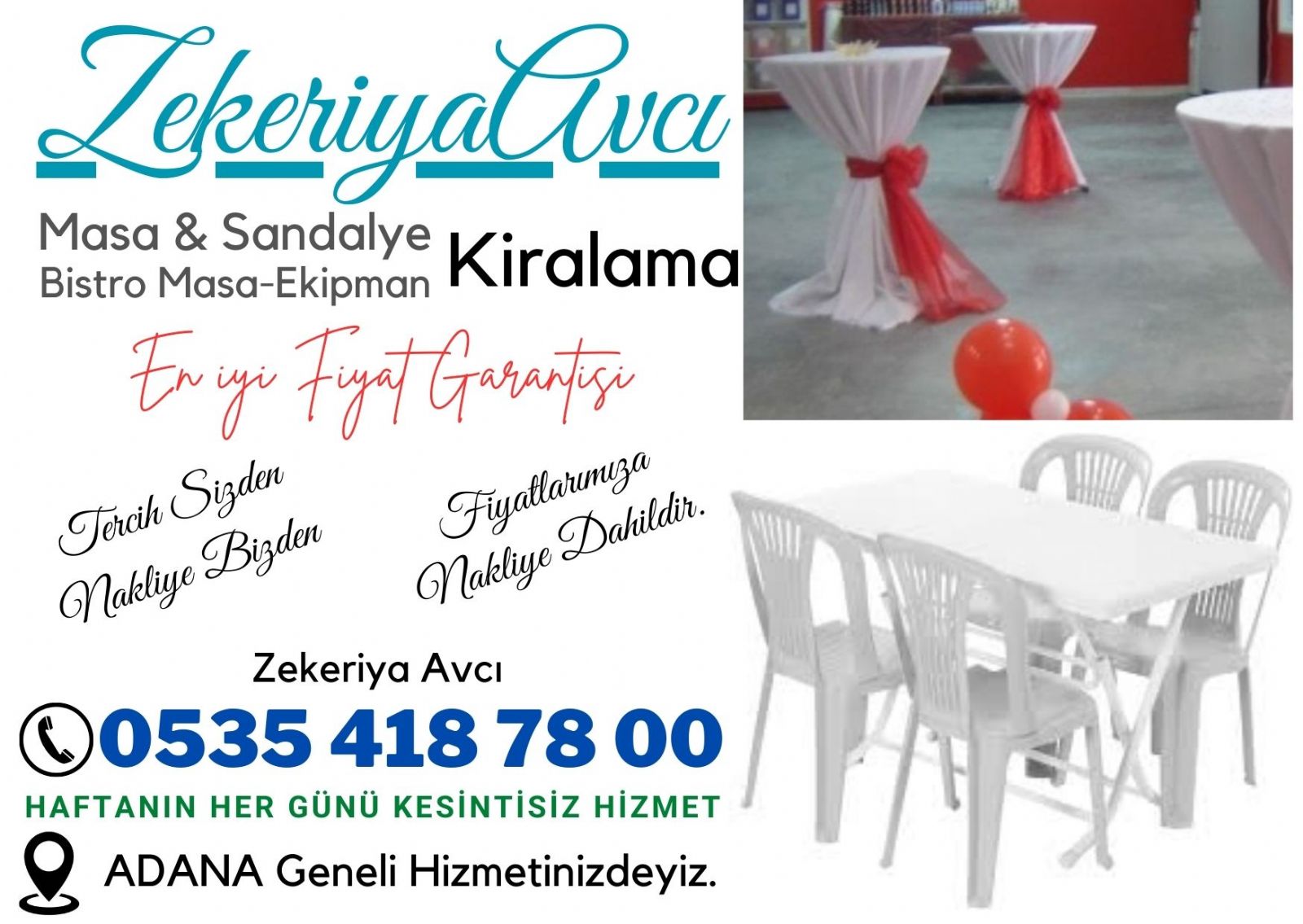 Yüreğir Masa sandalye Kiralama